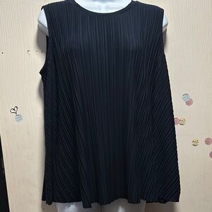 Philosophy Pleated Tank Top - Dark Blue - Size Small - Sleeveless Blouse